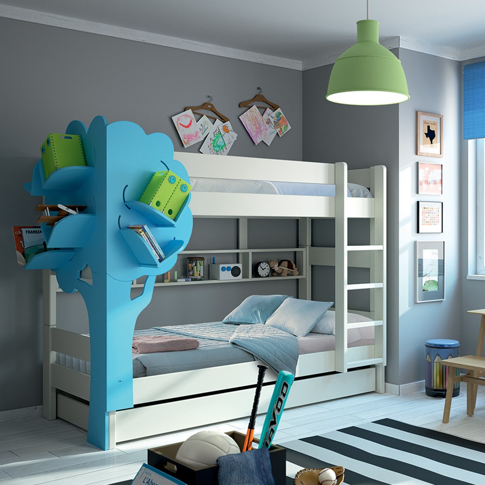 Mathy By Bols Dominique Triple Bunk Bed With Tree Bookcase Mathy