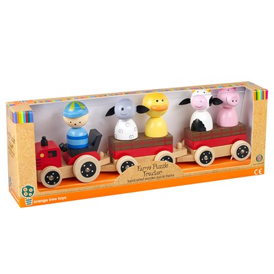animal puzzle train orange tree toys