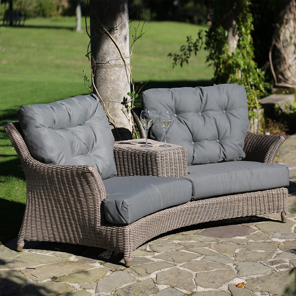 Valentine Rattan Love Seat With Optional Footstool In Pure By 4