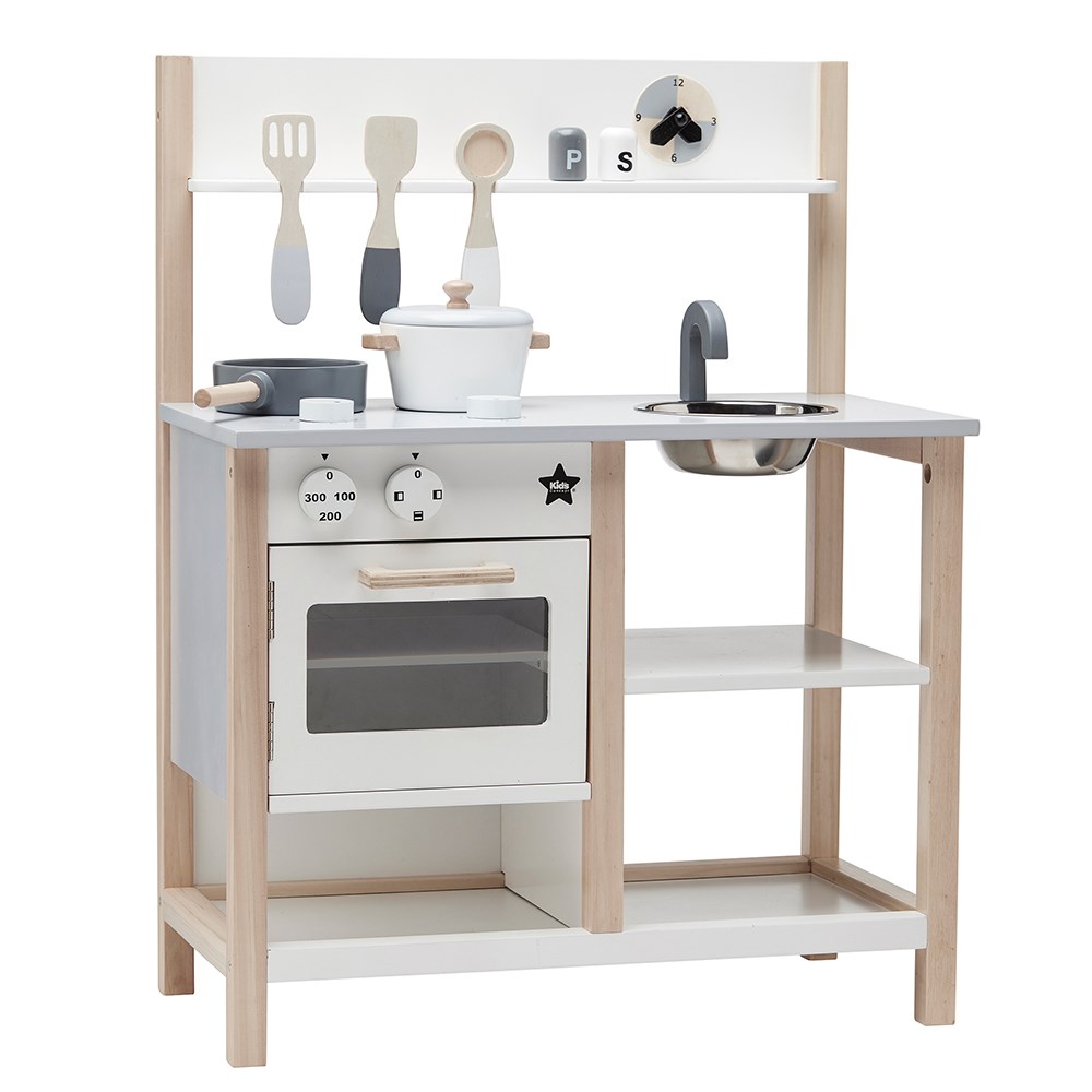 Childrens Wooden Toy Kitchen Set In White And Natural Kids