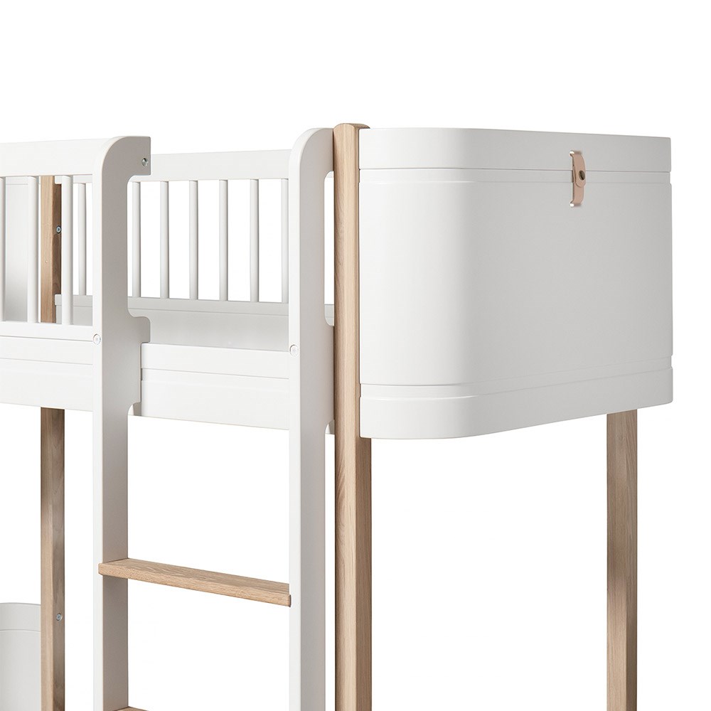 Wood Mini Kids Low Loft Bed In White And Oak Oliver Furniture
