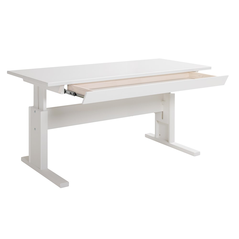 Kids Adjustable Writing Desk In White With Storage Drawer