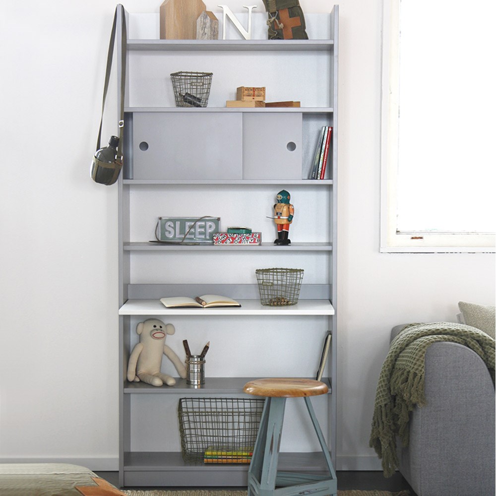 Morris Bookcase With Fold Away Desk In Grey Coming Kids Cuckooland