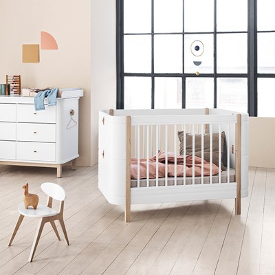 cot white and wood