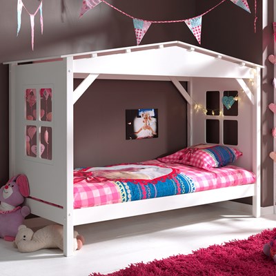 white cabin bed