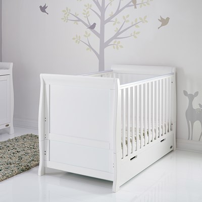 Obaby Stamford Sleigh Cot Bed In White 