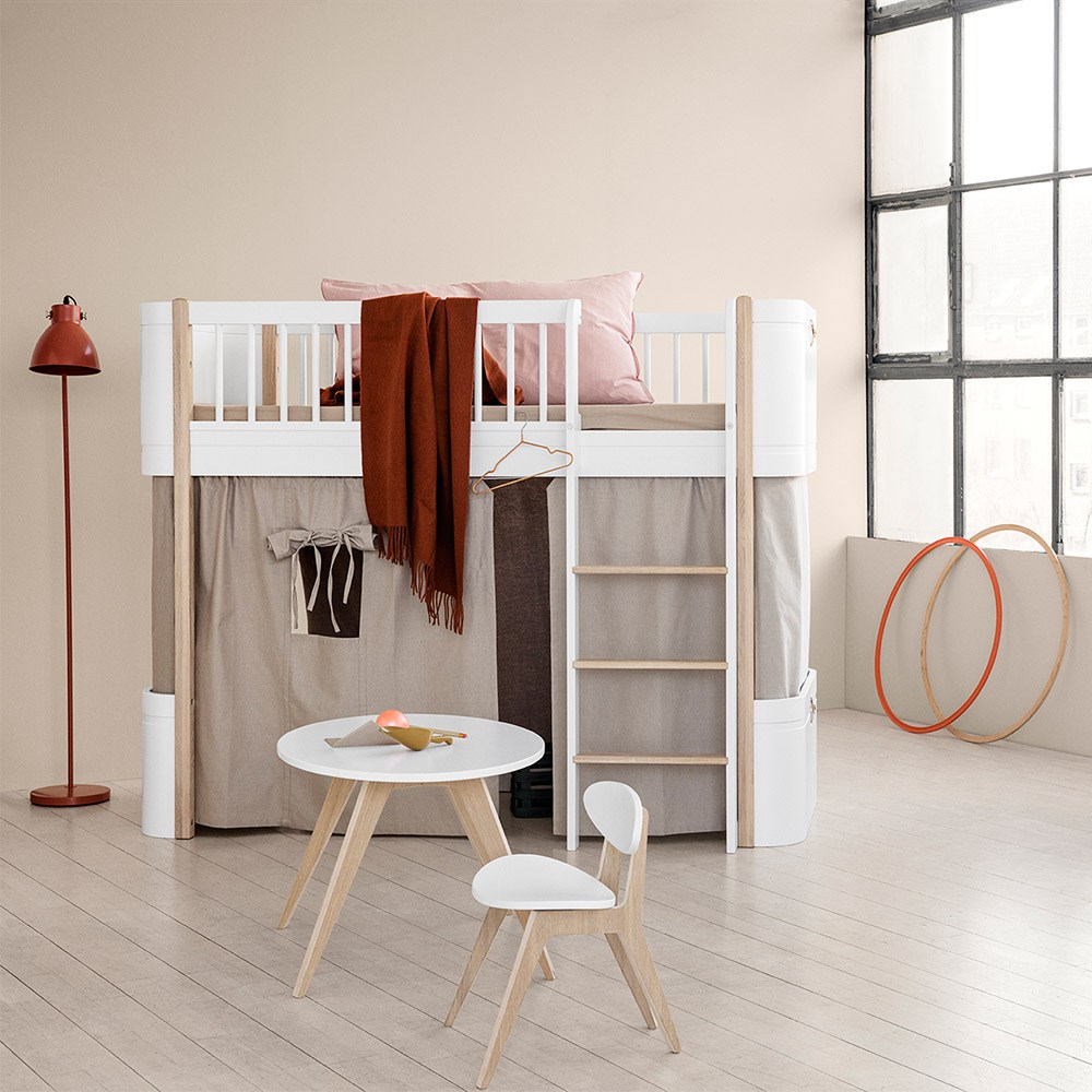 Wood Mini Kids Low Loft Bed In White And Oak Oliver Furniture