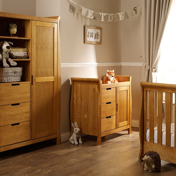 STAMFORD MINI COT BED 3 PIECE NURSERY SET in Country Pine by Obaby