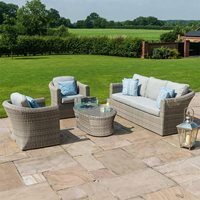 Product photograph of Maze Rattan Oxford 3 Seat Rattan Sofa Set - With Fire Pit Coffee Table from Cuckooland