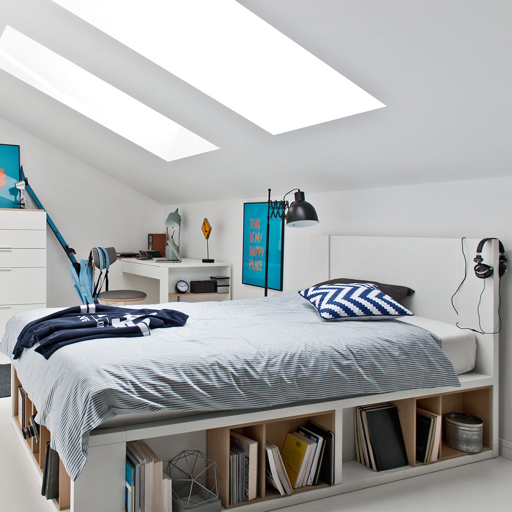  4YOU BED WITH STORAGE SHELVES in White