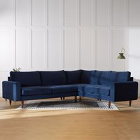 Hutch Rise Velvet 6 Seater Corner Sofa with Block Arms 