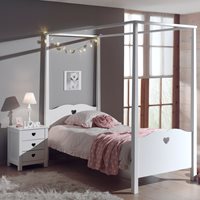 Product photograph of Vipack Amori Kids Four Poster Bed In White from Cuckooland