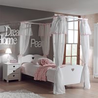 Product photograph of Vipack Amori Kids Four Poster Bed With Curtains from Cuckooland