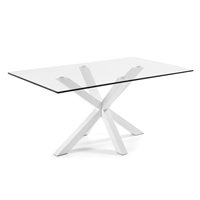 Arya Glass Dining Table in White