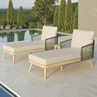 Product photograph of Maze Rattan Bali Rope Weave Double Sunlounger Set With Interchangeable Cushion Covers from Cuckooland