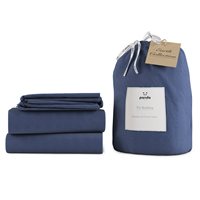 Product photograph of Panda London Midnight Navy Bamboo Linen Bedding Set - Double from Cuckooland