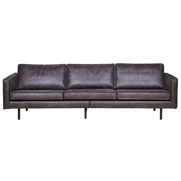 RODEO 3 SEATER LEATHER SOFA in Black