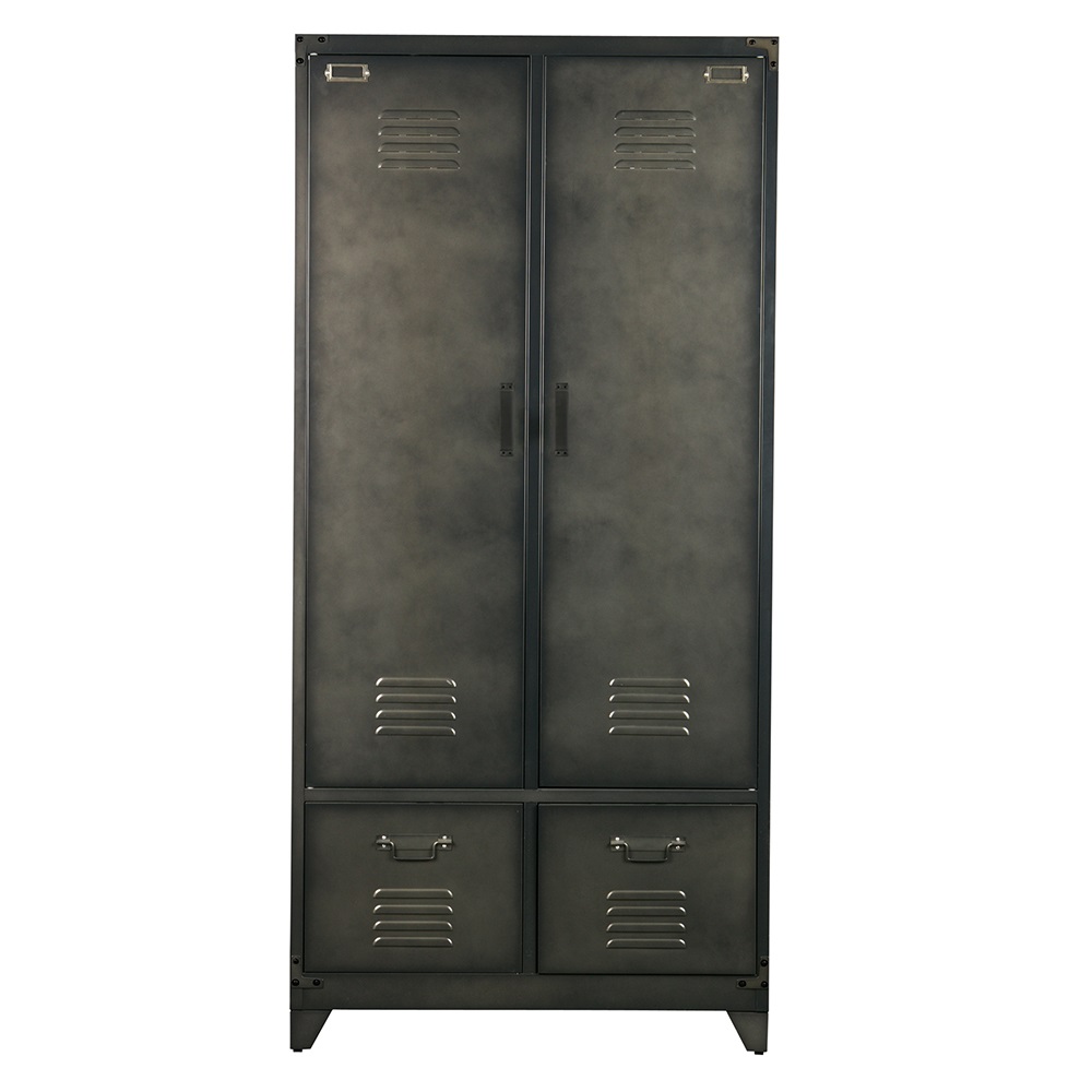 Metal Locker Style Wardrobe In Black Cabinets Drawers Bookshelves