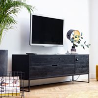 Product photograph of Silas Oak Tv Unit In Black Night By Woood from Cuckooland