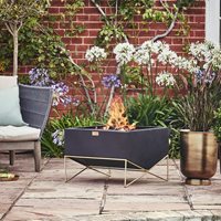 Product photograph of Enzo Contemporary Geometric Gold Black Outdoor Firepit from Cuckooland