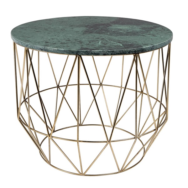 Dutchbone Green Marble Coffee Table with Geometric Base