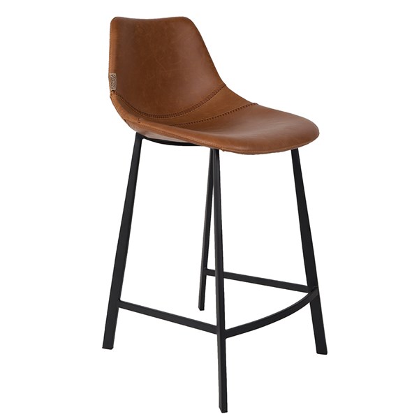Dutchbone Set Of 2 Franky Counter Bar Stools In Brown Pu Leather ...