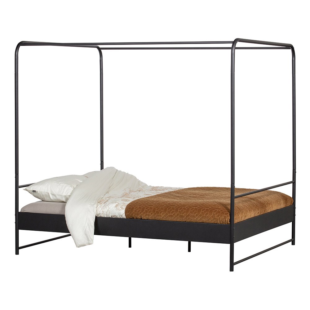 Woood Kingsize Black Metal Four Poster, King Size Four Poster Iron Canopy Bed In Black