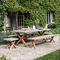Product photograph of Garden Trading Burford Natural Table Bench Stool Dining Set For Indoor Or Outdoor Use - Large from Cuckooland