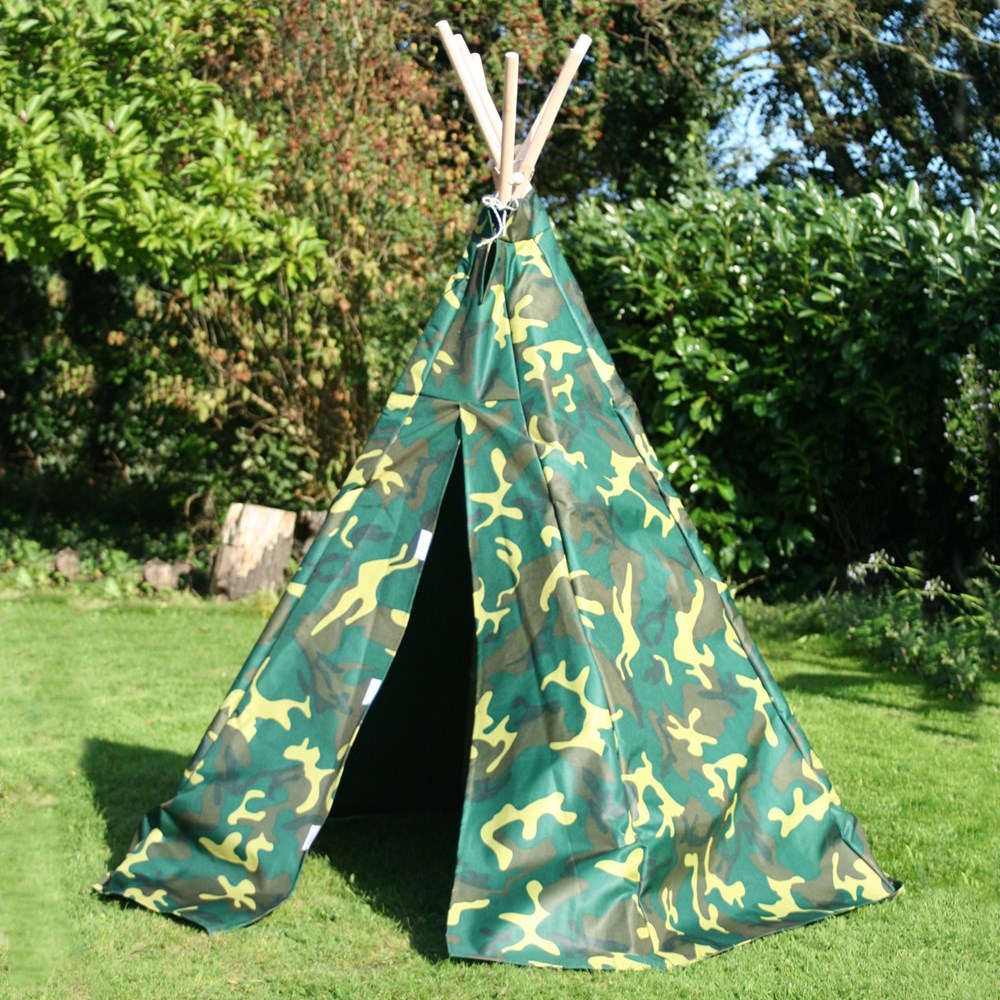 children's outdoor camouflage wigwam play tent by garden games
