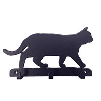 Key Rack with 3 Hooks in Prowling Cat Design