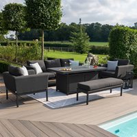 Product photograph of Maze Rattan Outdoor Fabric Pulse 3 Seat Sofa Set With Fire Pit Table And Free Winter Cover - Taupe from Cuckooland