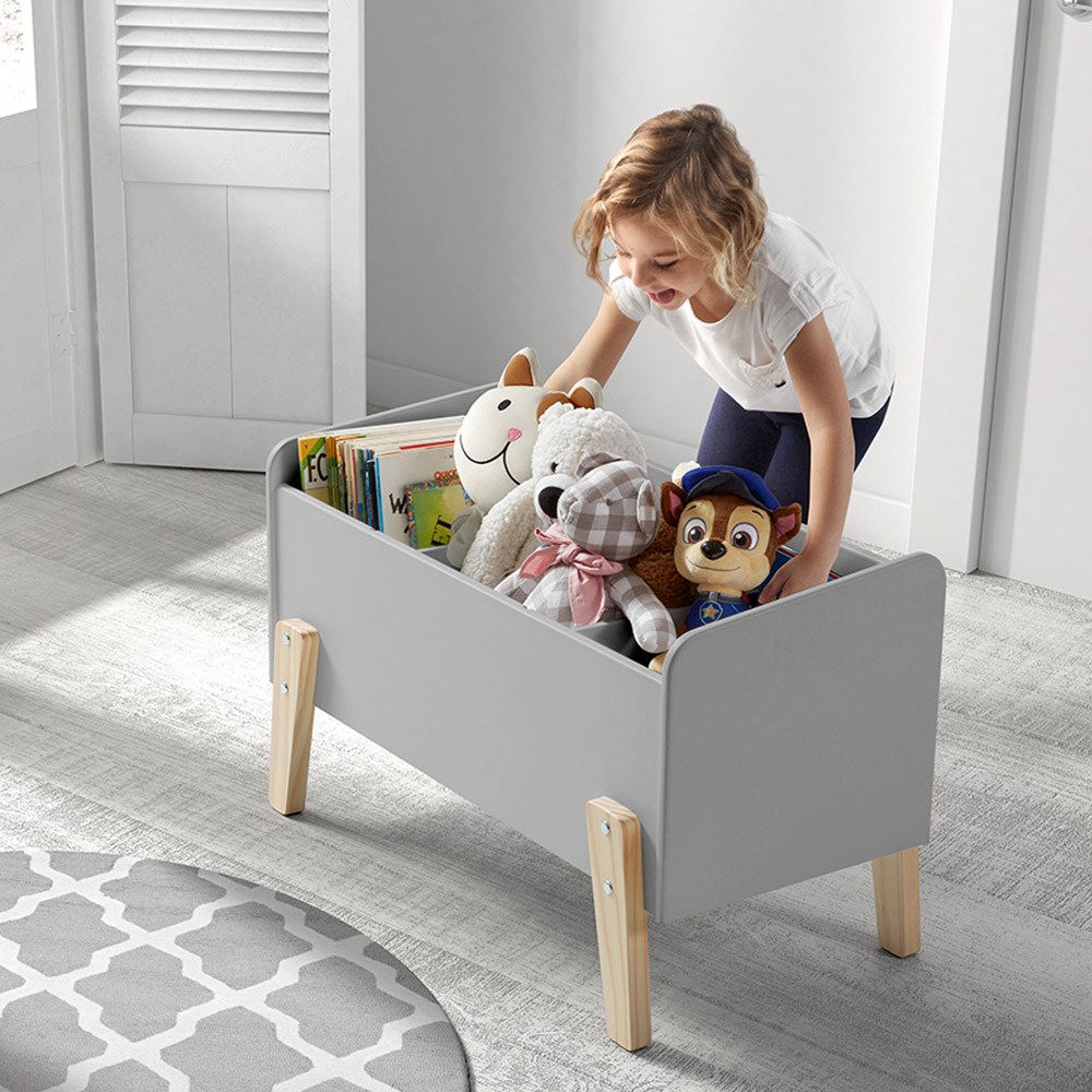 Kiddy Wooden Kids Toy Box In Cool Grey - Kids Storage | Cuckooland