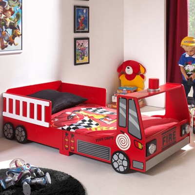 140x70 Toddler Children Kids Bed FIRE Truck Mattress Bed Frame Rescue 