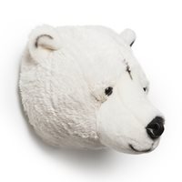 Kids Polar Bear Plush Animal Head Wall Decor