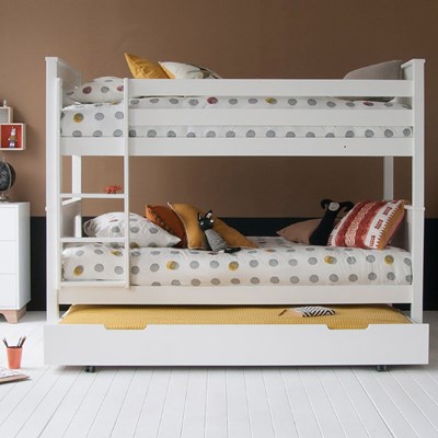Classic Beech Bunk Bed With Trundle, Children S Bunk Beds With Trundle