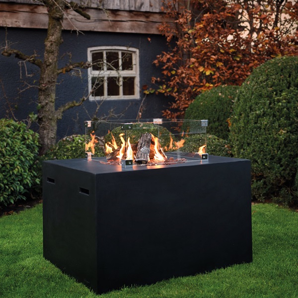 RECTANGLE COCOON GAS FIRE PIT in Black 