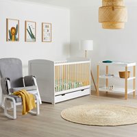 Product photograph of Ickle Bubba Coleby Scandi Classic Cot Bed With Under Drawer Open Changer And Dursley Chair from Cuckooland
