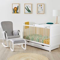 Ickle Bubba Coleby Scandi Classic Cot Bed With Under Drawer, Cot Top Changer and Dursley Chair 