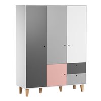 Product photograph of Vox Concept 3 Door Wardrobe In Grey Pink from Cuckooland