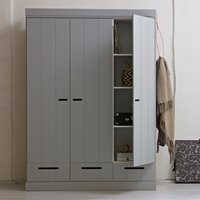 Product photograph of Connect Contemporary 3 Door Wardrobe With Storage By Woood - Concrete Grey from Cuckooland