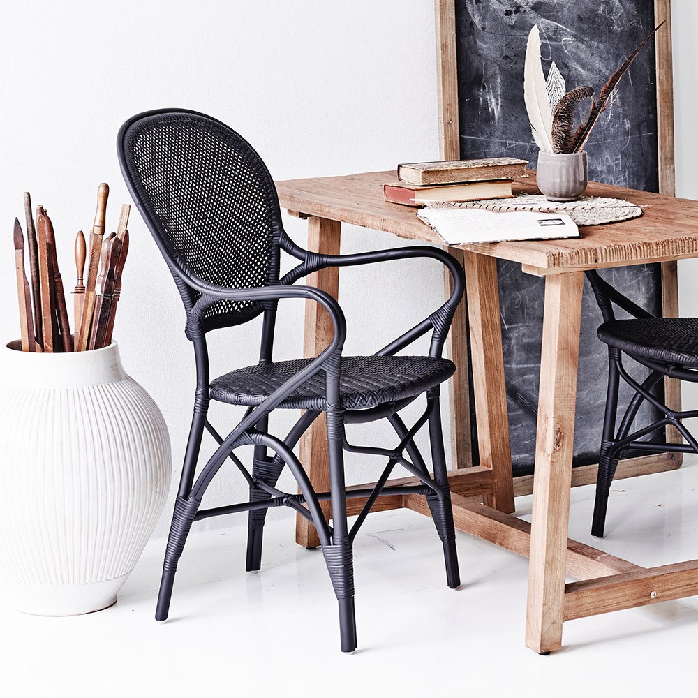 Sika Stackable Rattan Rossini Dining Chair In Black Sika