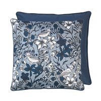 Product photograph of Cozy Living 50x50cm Floral Bird Print Cotton Cushion In Blue Wing from Cuckooland