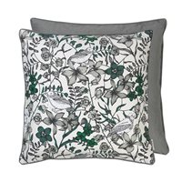 Product photograph of Cozy Living 50x50cm Floral Bird Print Cotton Cushion In Dove from Cuckooland