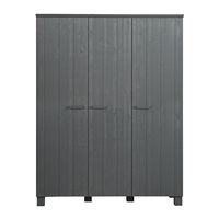 Product photograph of Dennis Triple Wardrobe In Steel Grey By Woood from Cuckooland