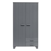 Dennis Wardrobe with Drawers in Steel Grey by Woood