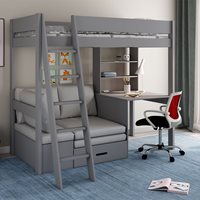 Product photograph of Estella High Sleeper Bed With Desk And Sofa Bed - Silver Grey from Cuckooland
