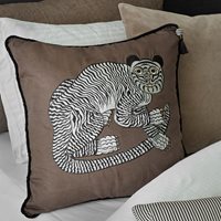 Product photograph of Cozy Living Fable Embroidered Cushion - Taupe from Cuckooland