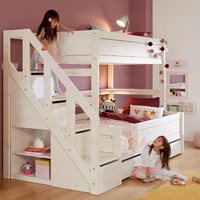 Lifetime Family Bunk Bed with Steps in Whitewash 