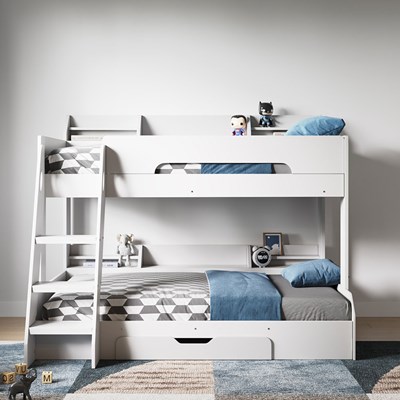 Flick Triple Bunk Bed In White Flair, Flair Triple Decker Bunk Bed