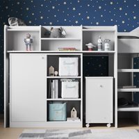 Product photograph of Kids Wizard High Sleeper Workstation Bed In White from Cuckooland